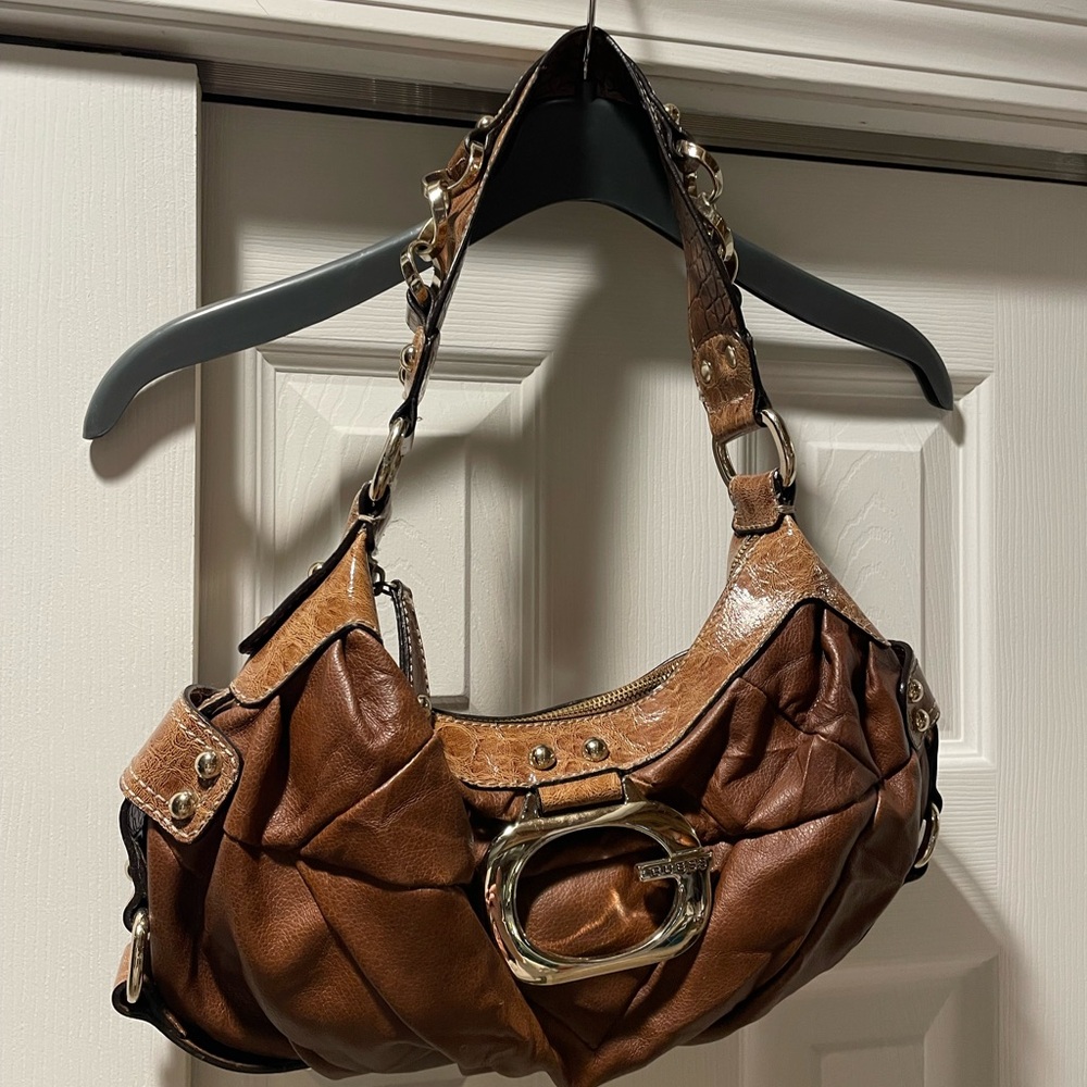 Guess Brown Shoulder Bag with Brushed Silver Hardware - Picture 3 of 9